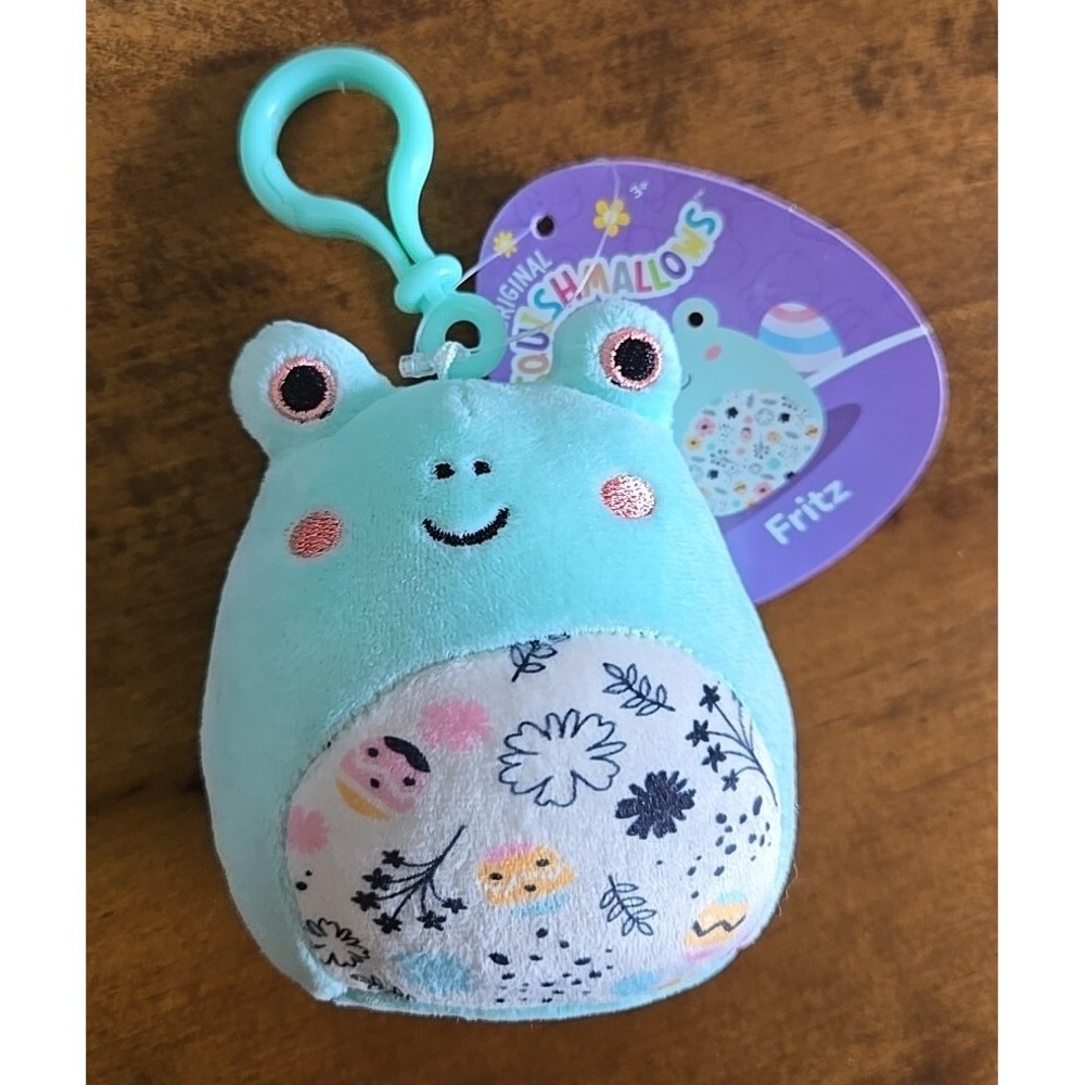 Squishmallow Fritz Frog 3.5" Clip Keychain Flower Stuffed Plush Toy Animal NEW